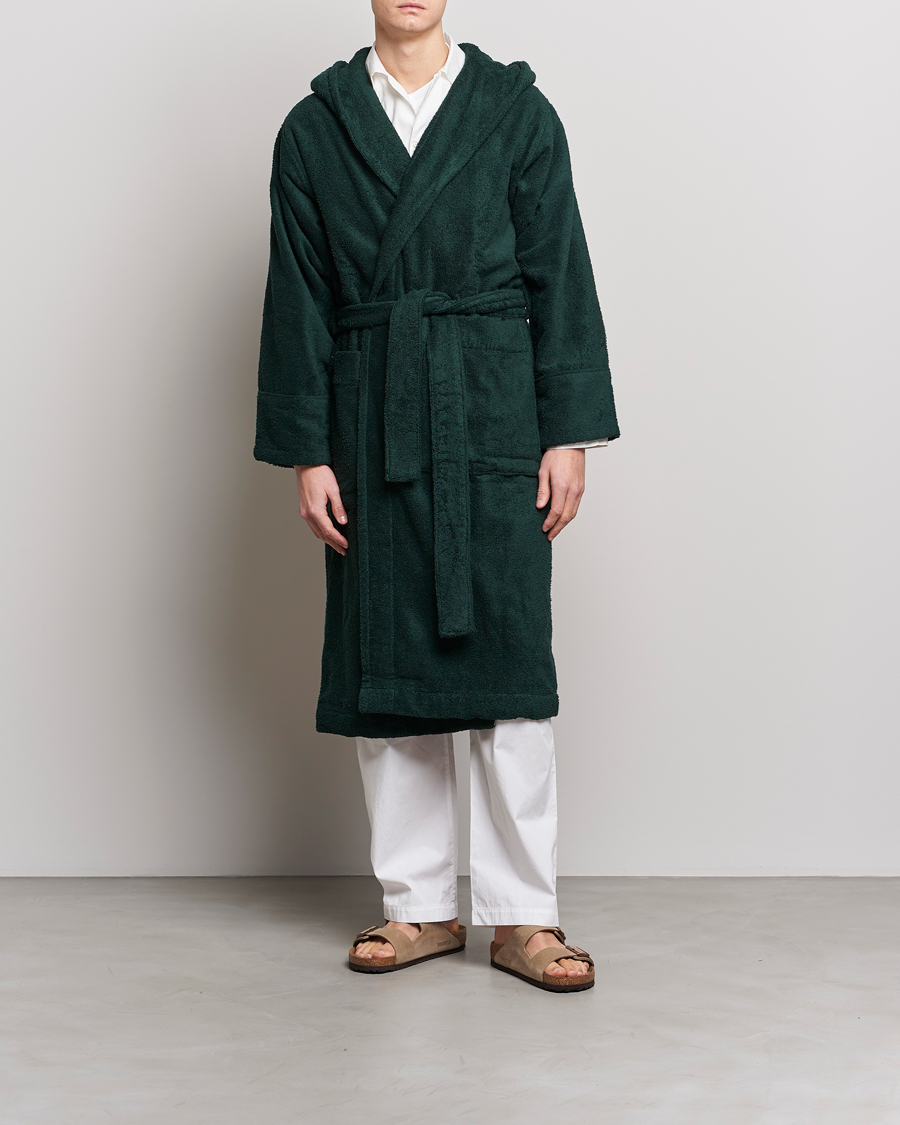 Herre | Tekla Organic Terry Hooded Bathrobe Forest Green | Tekla | Organic Terry Hooded Bathrobe Forest Green