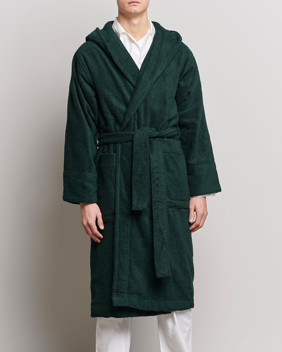 Herre | Tekla Organic Terry Hooded Bathrobe Forest Green | Tekla | Organic Terry Hooded Bathrobe Forest Green