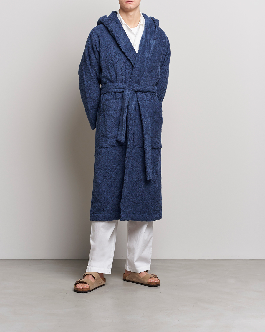 Herre | Pyjamaser og badekåper | Tekla | Organic Terry Hooded Bathrobe Navy