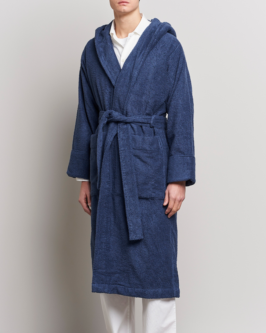 Herre | Pyjamaser og badekåper | Tekla | Organic Terry Hooded Bathrobe Navy