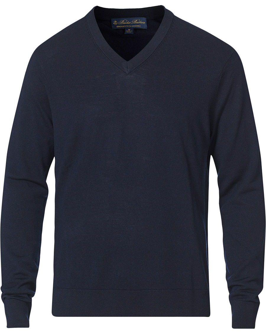 Herre | Gensere | Brooks Brothers | Washable Merino Wool V-Neck Navy