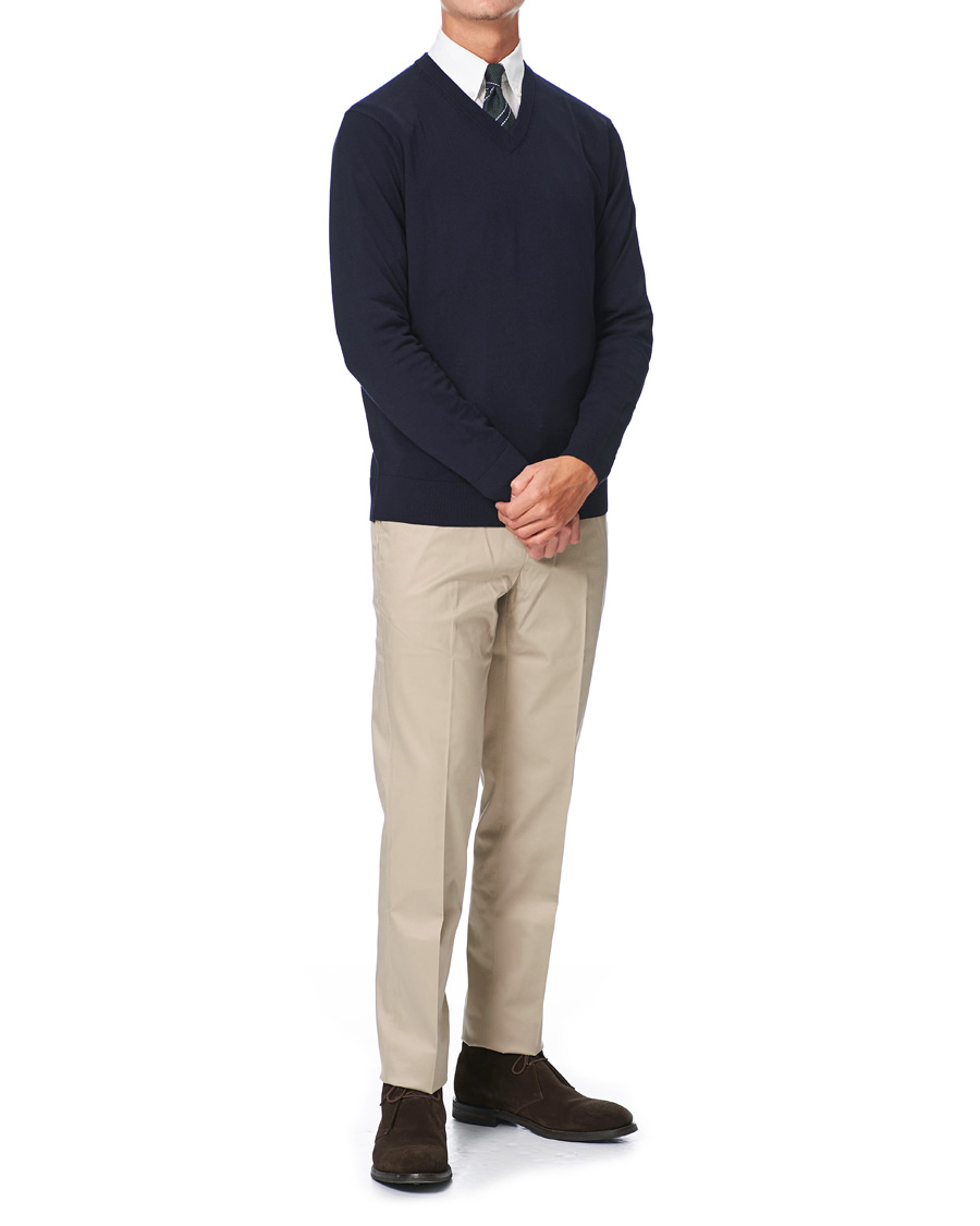 Herre | Gensere | Brooks Brothers | Washable Merino Wool V-Neck Navy