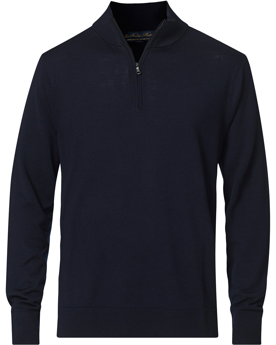Herre | Gensere | Brooks Brothers | Washable Merino Wool Half Zip Navy