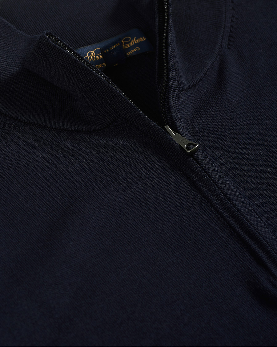 Herre | Gensere | Brooks Brothers | Washable Merino Wool Half Zip Navy