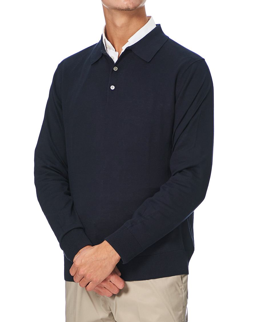 Herre | Gensere | Brooks Brothers | Cotton/Silk Knitted Polo Navy