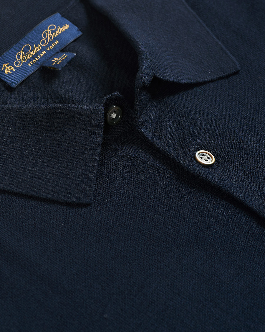 Herre | Gensere | Brooks Brothers | Cotton/Silk Knitted Polo Navy