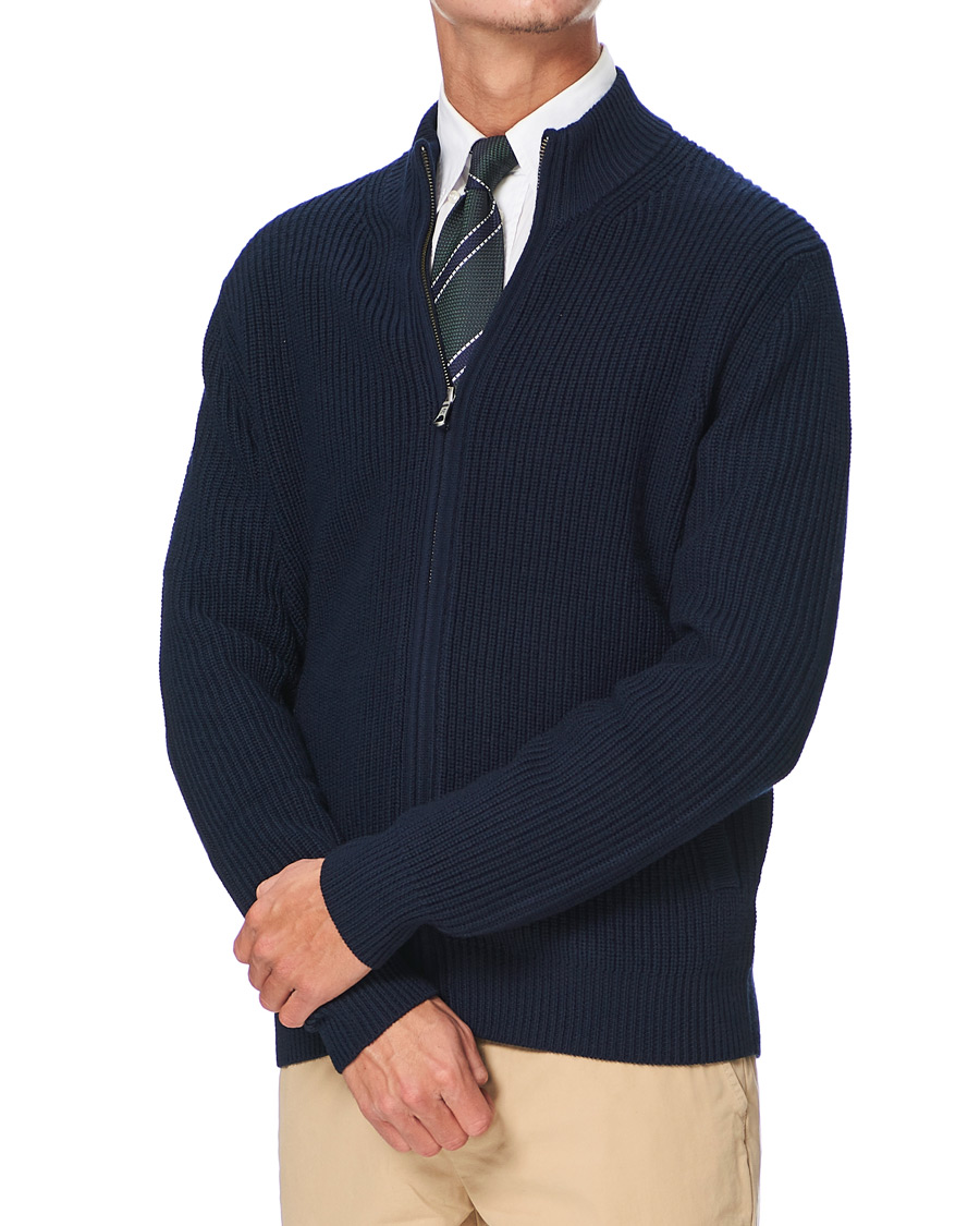Herre | Gensere | Brooks Brothers | Shaker Stitch Full Zip Navy