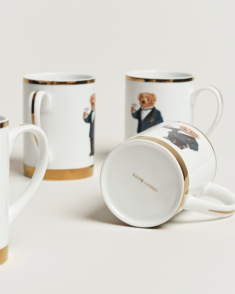 Herre | Til hjemmet | Ralph Lauren Home | Thompson Bear Porcelain Mug Set 4pcs White/Gold