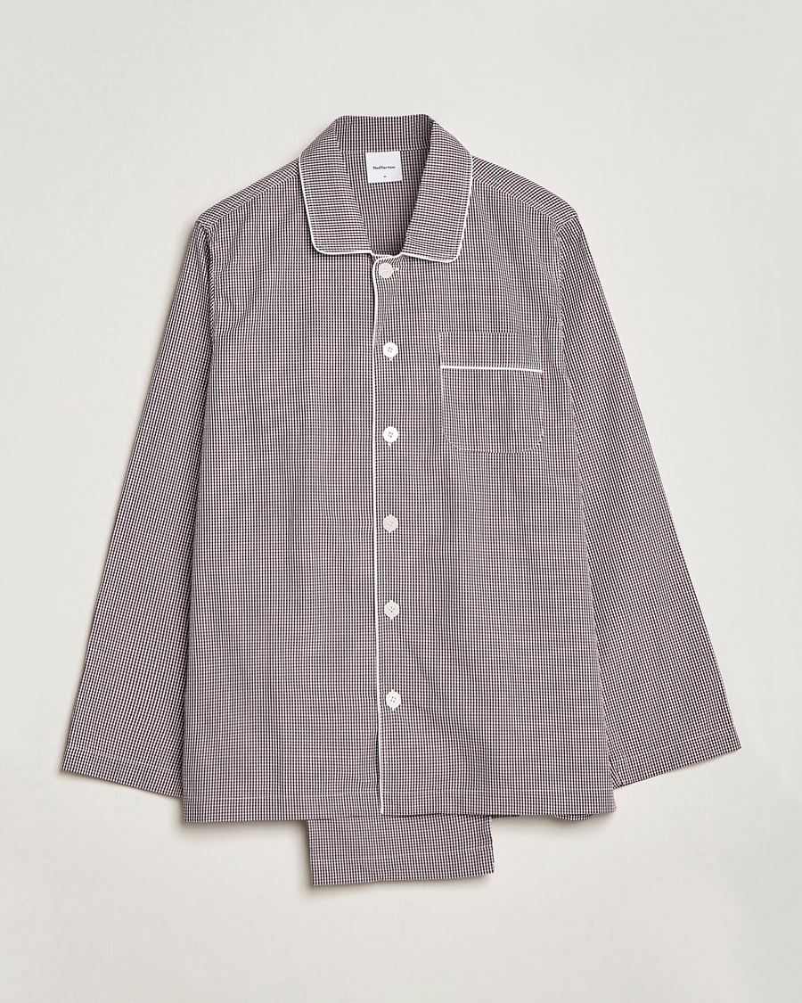 Herre | Pyjamaser og badekåper | Nufferton | Alf Checked Pyjama Set Brown/White