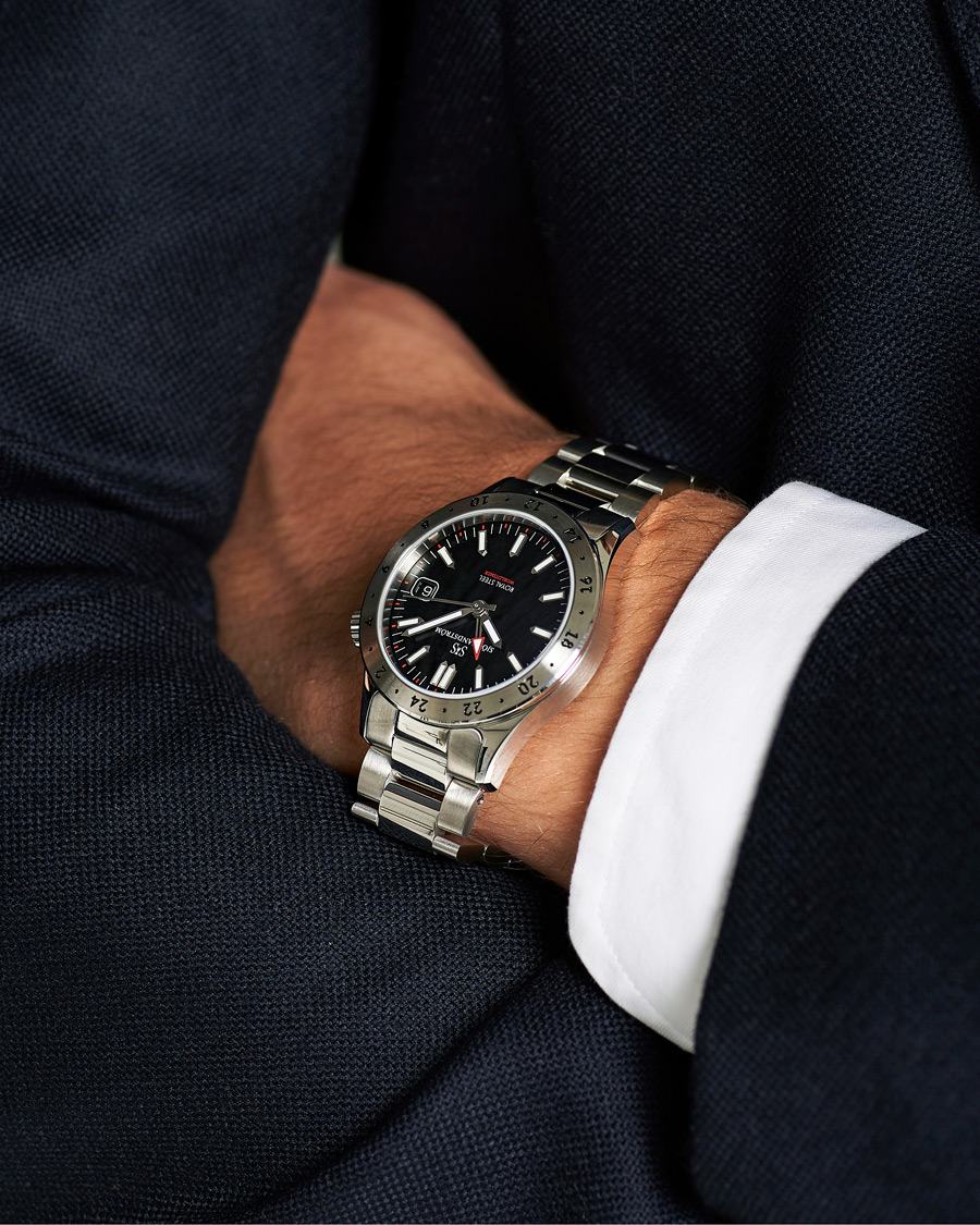 Herre | Sjöö Sandström Royal Steel Worldtimer 36mm Black with Steel | Sjöö Sandström | Royal Steel Worldtimer 36mm Black with Steel