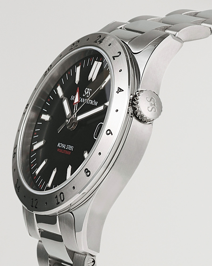 Herre | Fine watches | Sjöö Sandström | Royal Steel Worldtimer 36mm Black with Steel