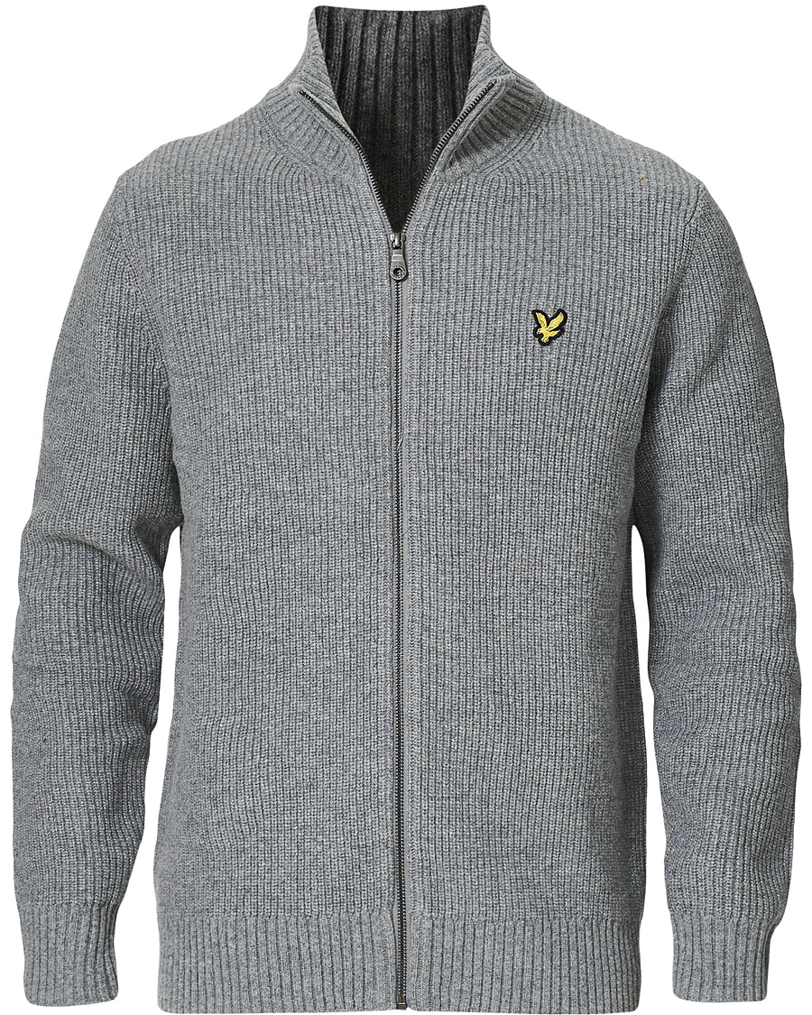 Herre | Gensere | Lyle & Scott | Knitted RIB Zip Through Cardigan Mid Grey Marl