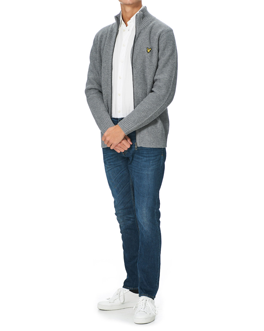 Herre | Gensere | Lyle & Scott | Knitted RIB Zip Through Cardigan Mid Grey Marl