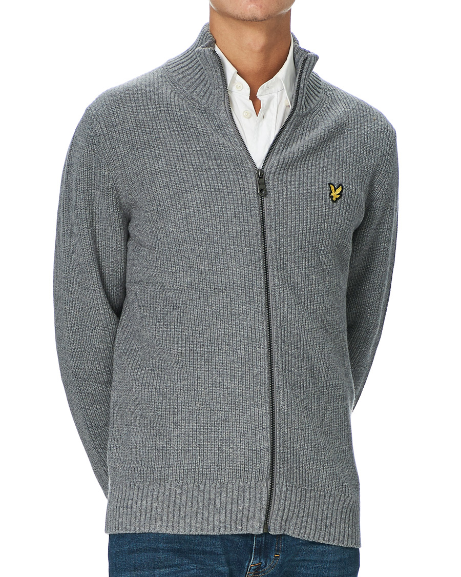Herre | Gensere | Lyle & Scott | Knitted RIB Zip Through Cardigan Mid Grey Marl