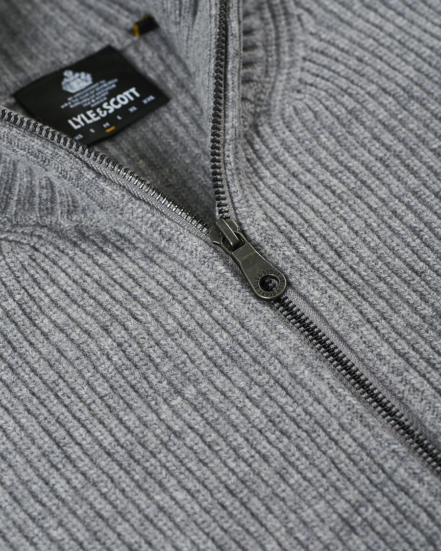 Herre | Gensere | Lyle & Scott | Knitted RIB Zip Through Cardigan Mid Grey Marl