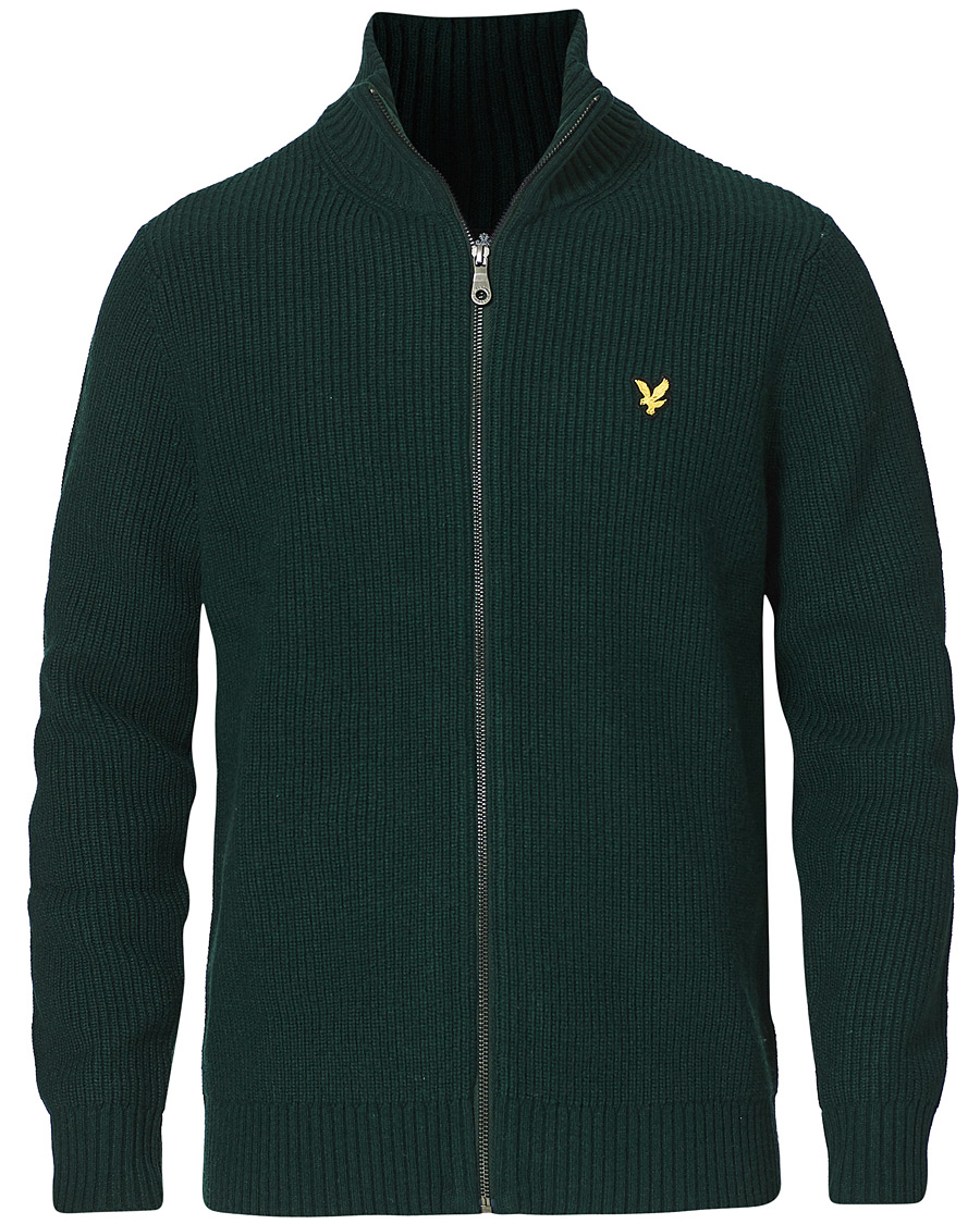 Herre | Gensere | Lyle & Scott | Knitted RIB Zip Through Cardigan Dark Green