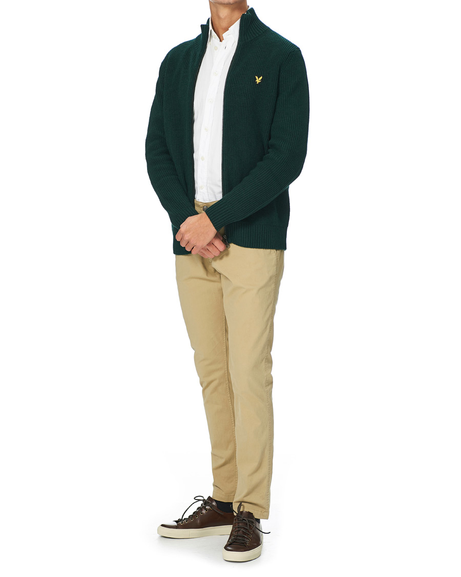 Herre | Gensere | Lyle & Scott | Knitted RIB Zip Through Cardigan Dark Green