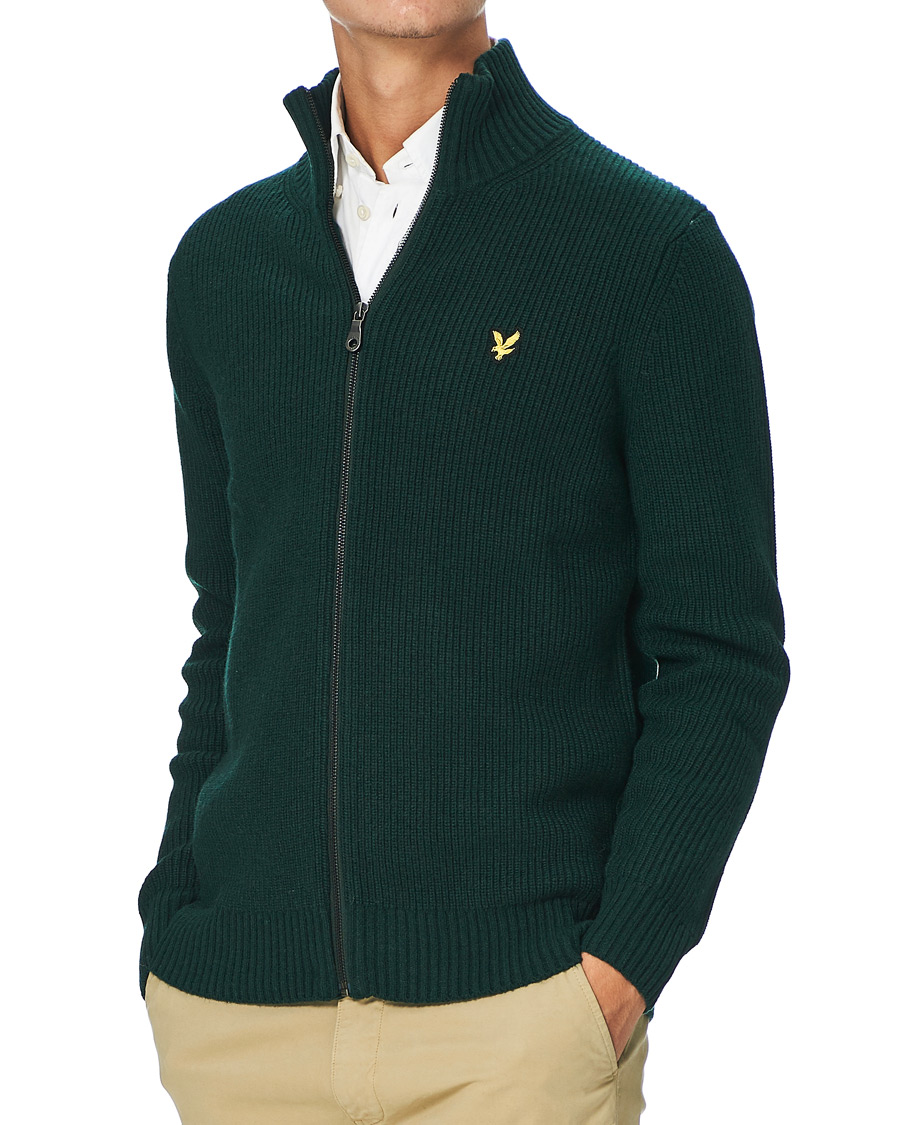 Herre | Gensere | Lyle & Scott | Knitted RIB Zip Through Cardigan Dark Green