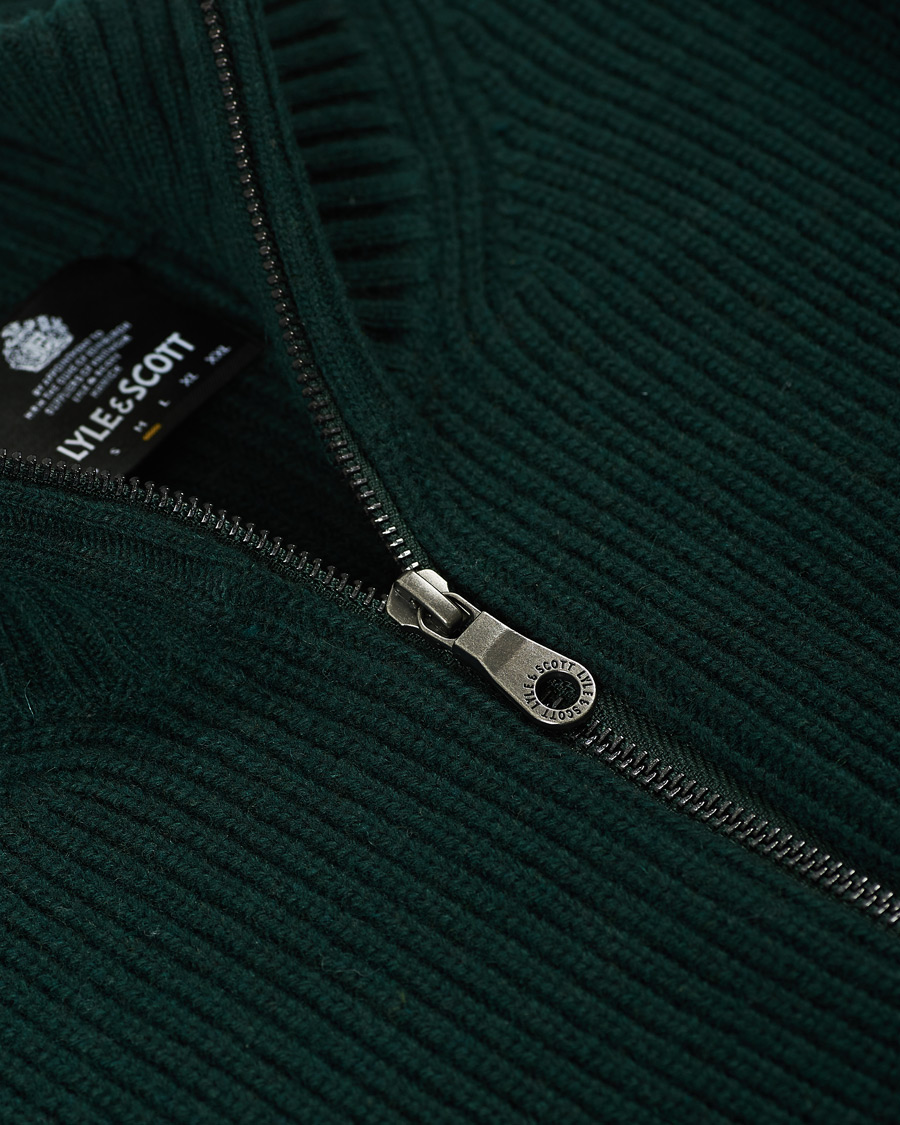 Herre | Gensere | Lyle & Scott | Knitted RIB Zip Through Cardigan Dark Green