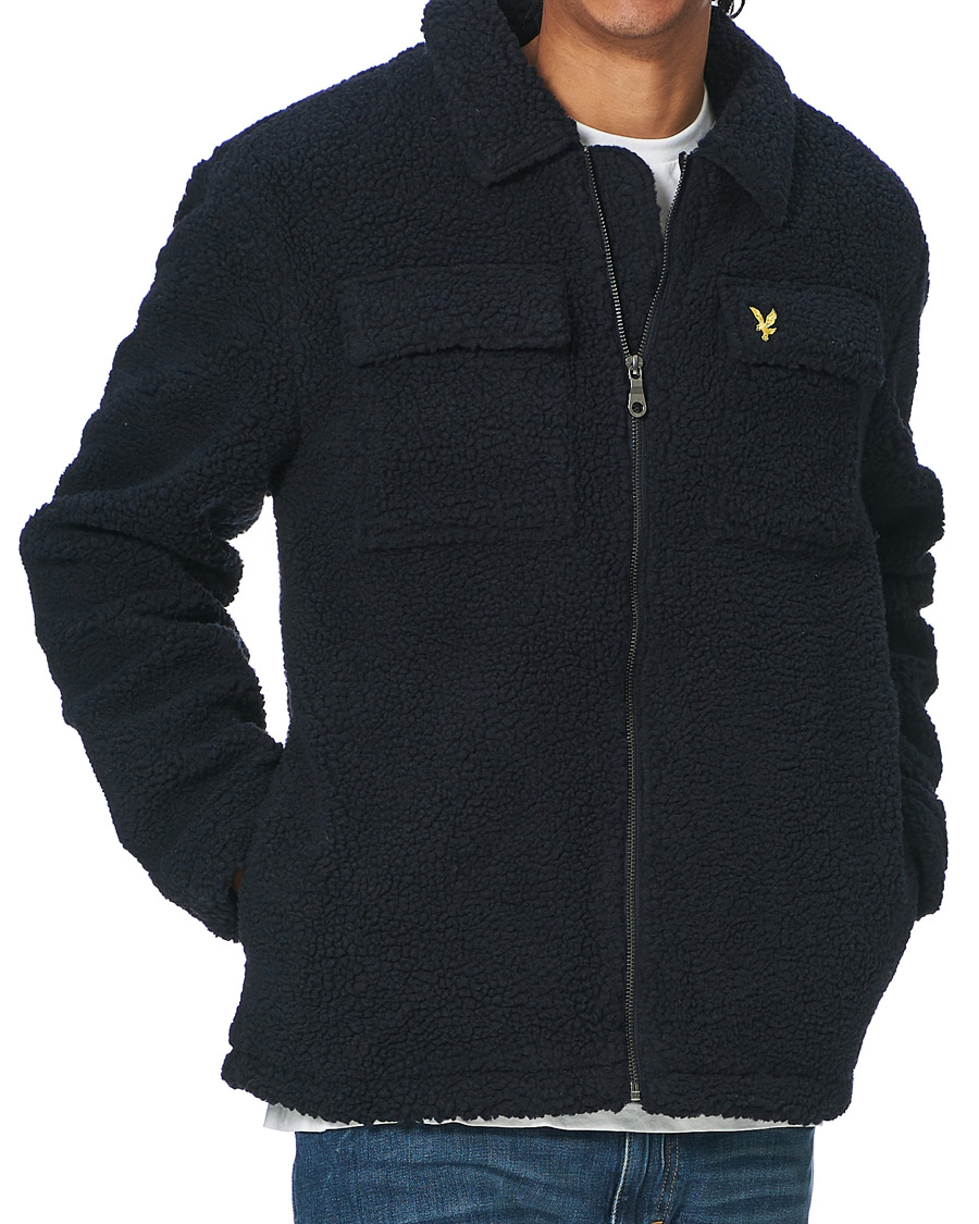 Herre | Jakker | Lyle & Scott | Collared Pile Jacket Dark Navy