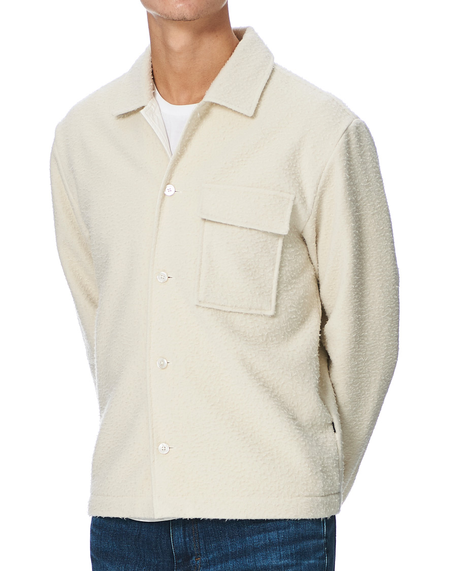Herre | Gensere | BOSS BLACK | BOSS Nolan Boiled Wool Full Zip Sweater Open White