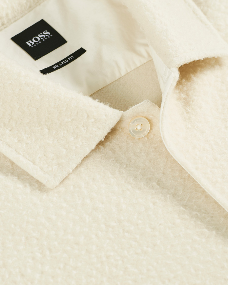 Herre | Gensere | BOSS BLACK | BOSS Nolan Boiled Wool Full Zip Sweater Open White
