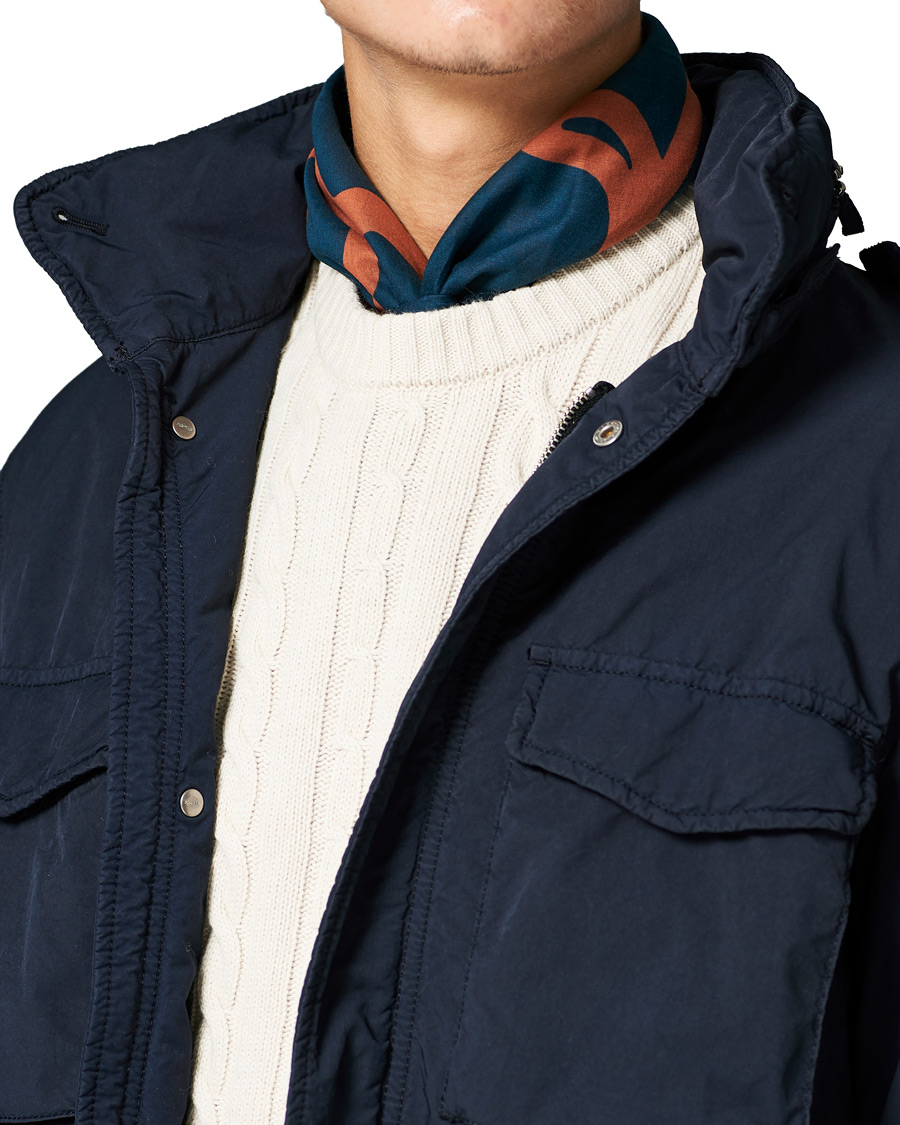 Herre | Drake's Archer Printed Cotton Bandana Navy | Drake's | Archer Printed Cotton Bandana Navy