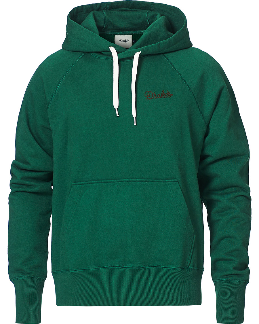 Herre | Gensere | Drake's | Hooded Cotton Sweatshirt Green