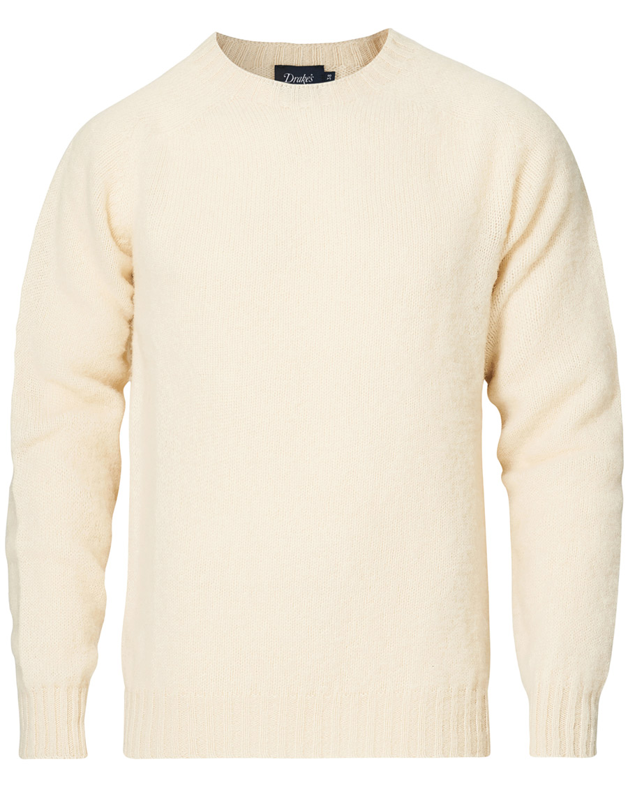Herre | Gensere | Drake's | Shetland Crew Neck Jumper Ecru
