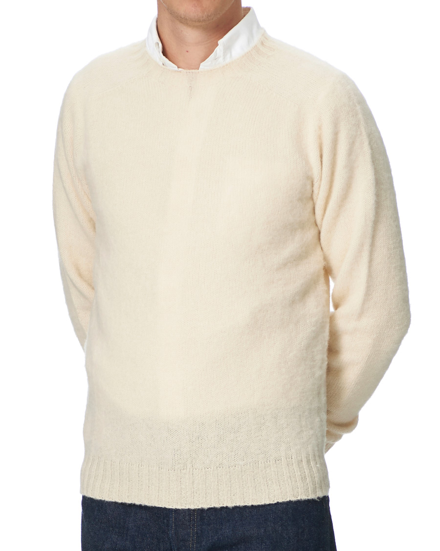 Herre | Gensere | Drake's | Shetland Crew Neck Jumper Ecru