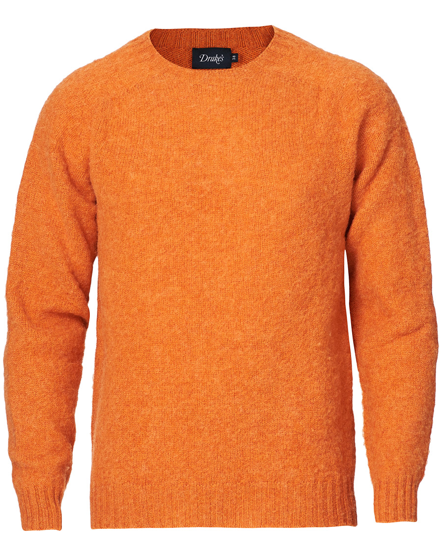 Herre | Gensere | Drake's | Shetland Crew Neck Jumper Orange Peel