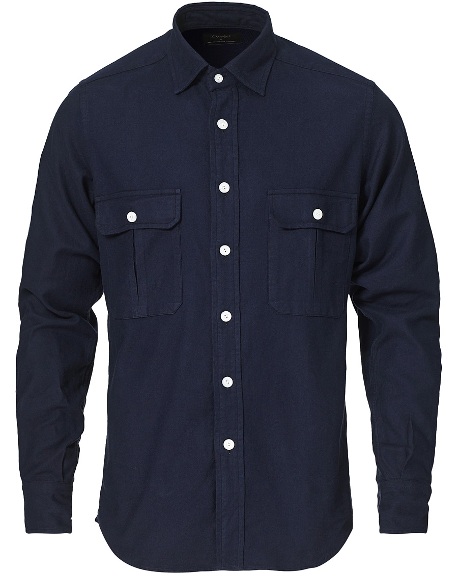 Herre | Skjorter | Drake's | The Work Twill Shirt Navy