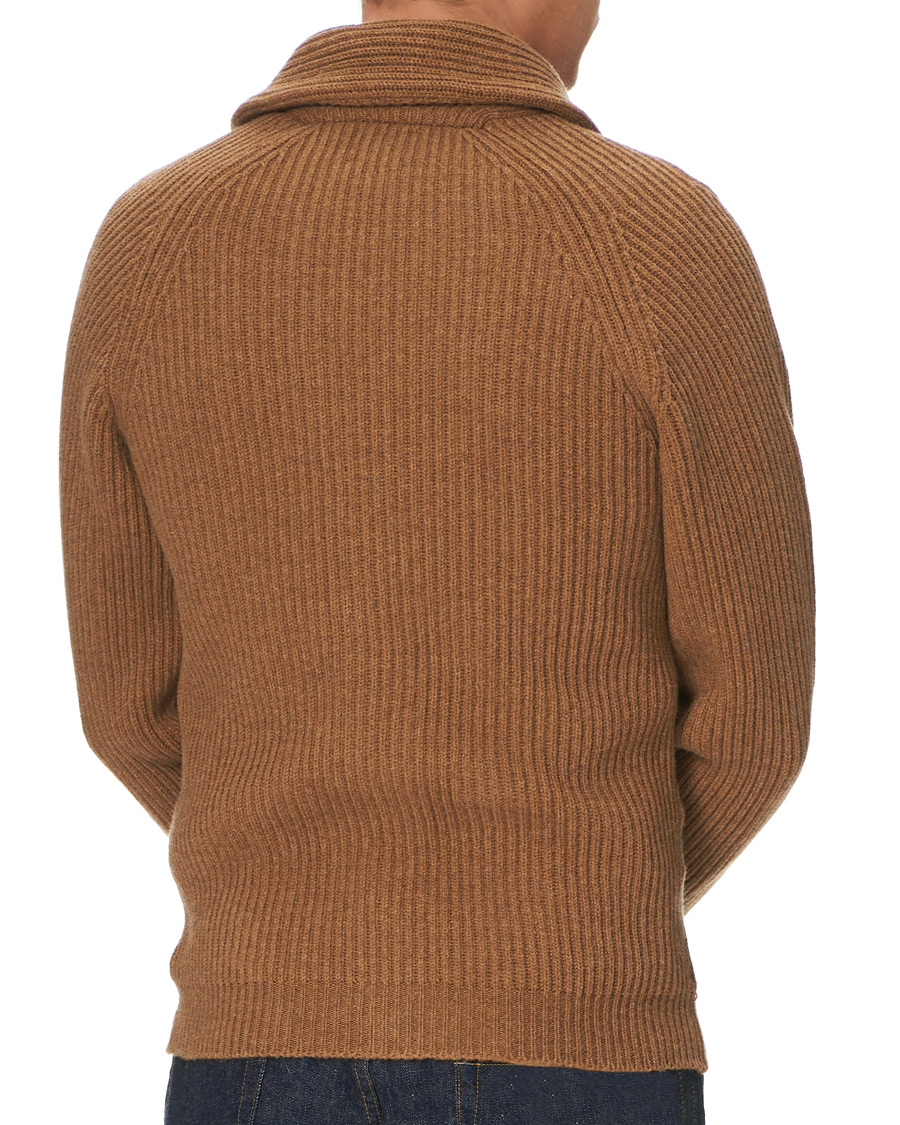 Herre | Gensere | Drake's | Shawl Collar Rib Cardigan Savannah