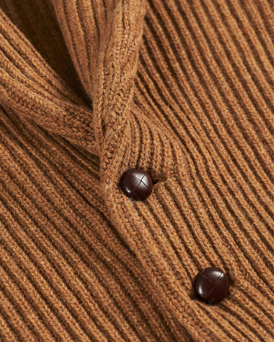 Herre | Gensere | Drake's | Shawl Collar Rib Cardigan Savannah