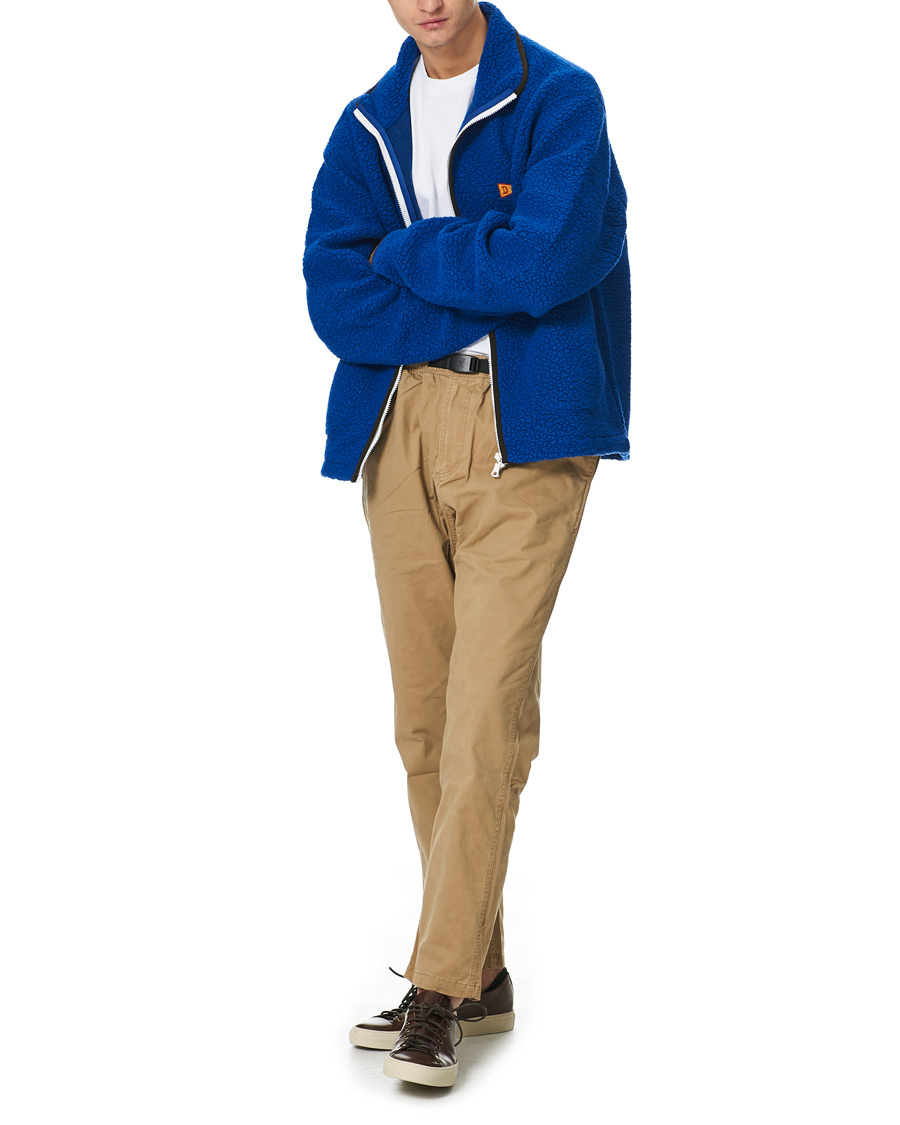 Herre | Gensere | Drake's | Rib BRib Bound Fleece Jacket Blue
