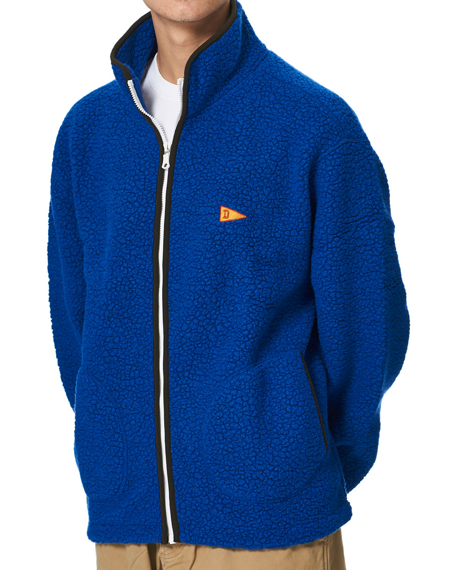 Herre | Gensere | Drake's | Rib BRib Bound Fleece Jacket Blue