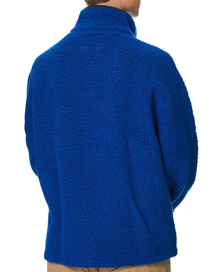 Herre | Gensere | Drake's | Rib BRib Bound Fleece Jacket Blue