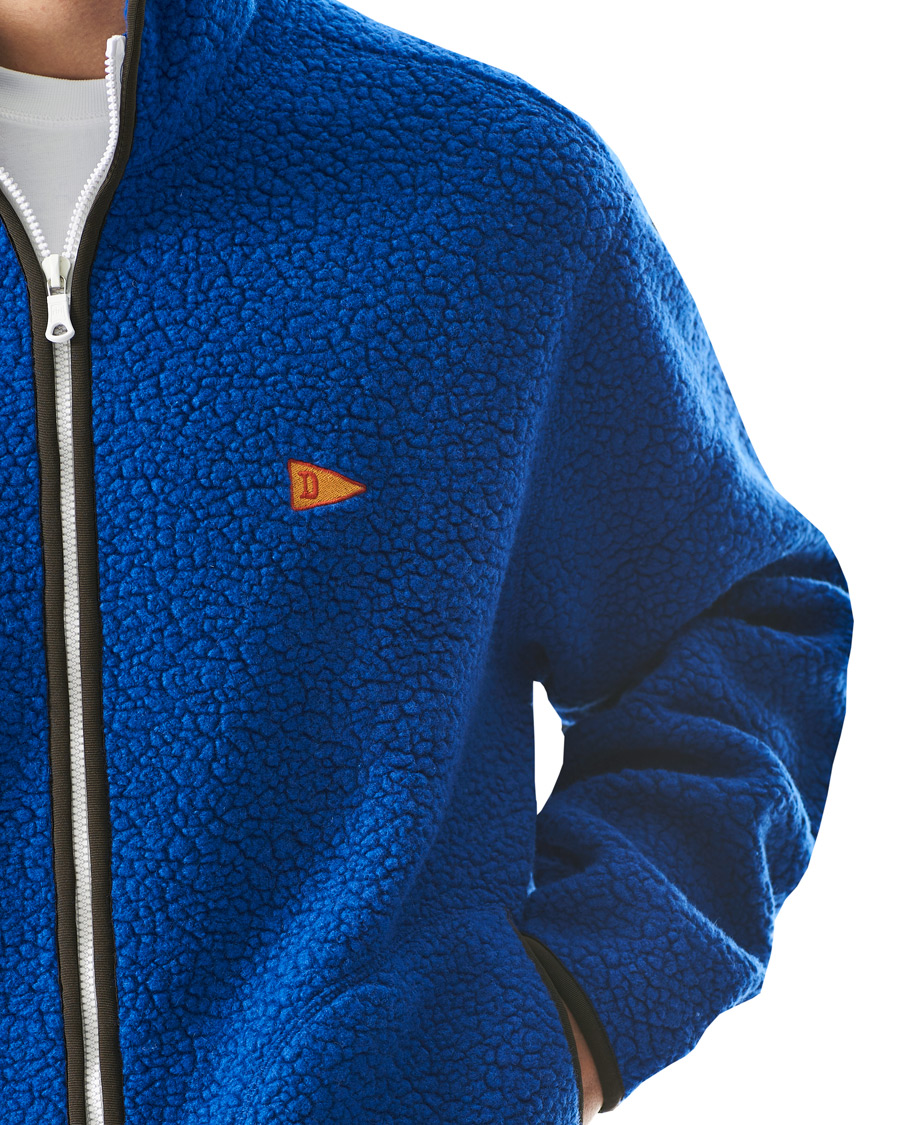 Herre | Gensere | Drake's | Rib BRib Bound Fleece Jacket Blue