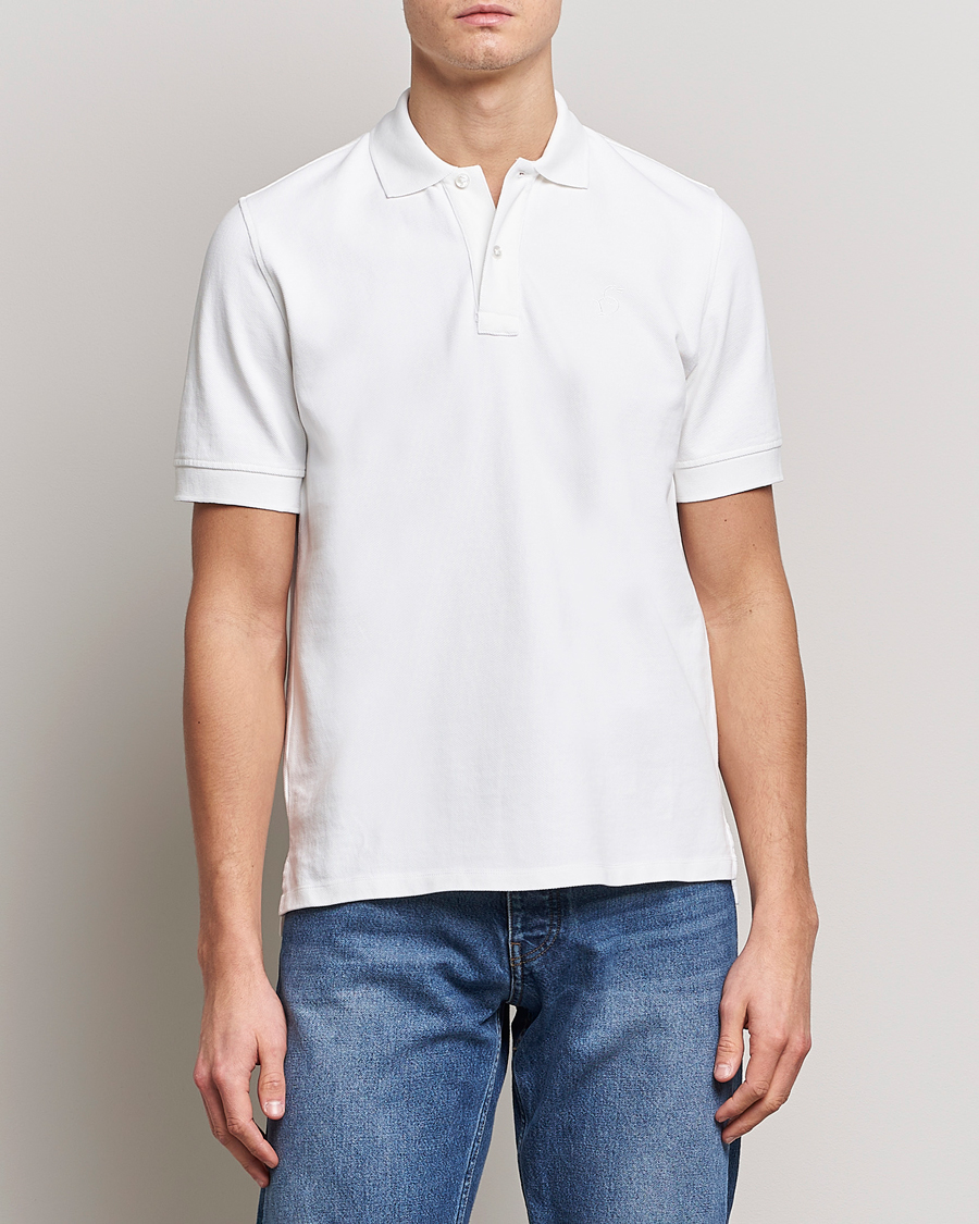 Herre | | Drake's | Short Sleeve Pique Polo White