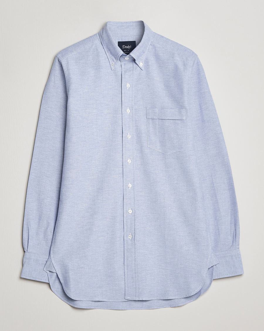 Herre |  | Drake's | Button Down Oxford Shirt Blue