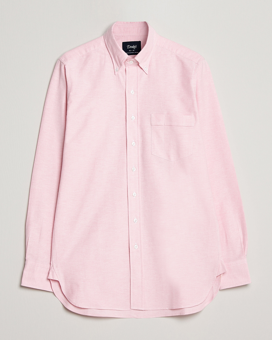 Herre | Skjorter | Drake's | Button Down Oxford Shirt Pink