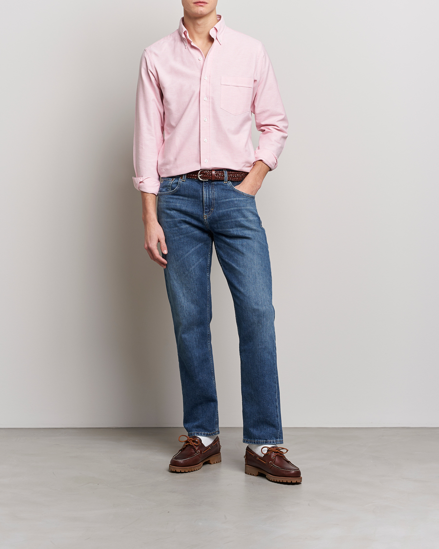 Herre | Skjorter | Drake's | Button Down Oxford Shirt Pink