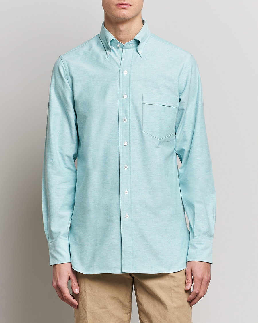 Herre | Skjorter | Drake's | Button Down Oxford Shirt Light Green