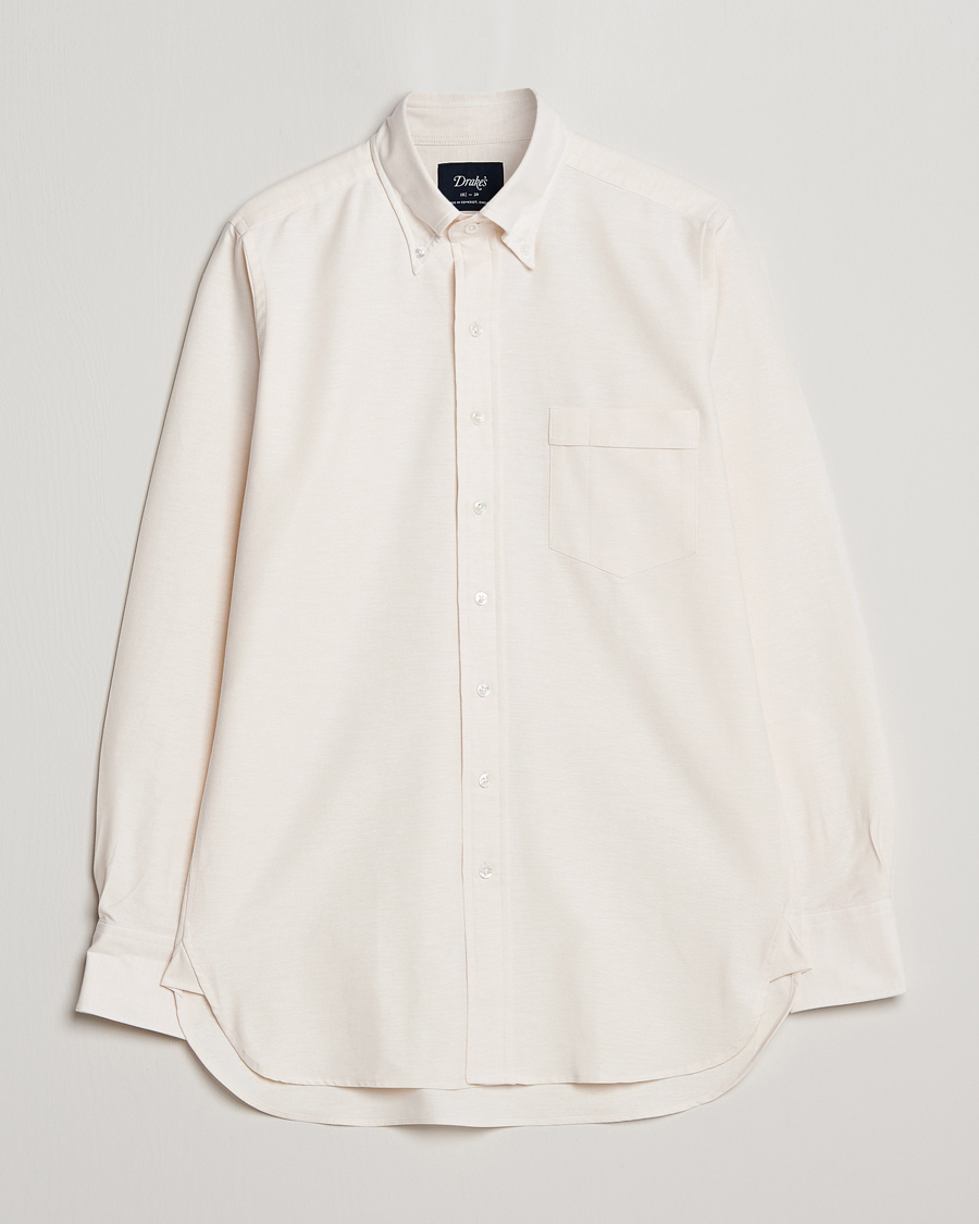 Herre | Skjorter | Drake's | Button Down Oxford Shirt Cream