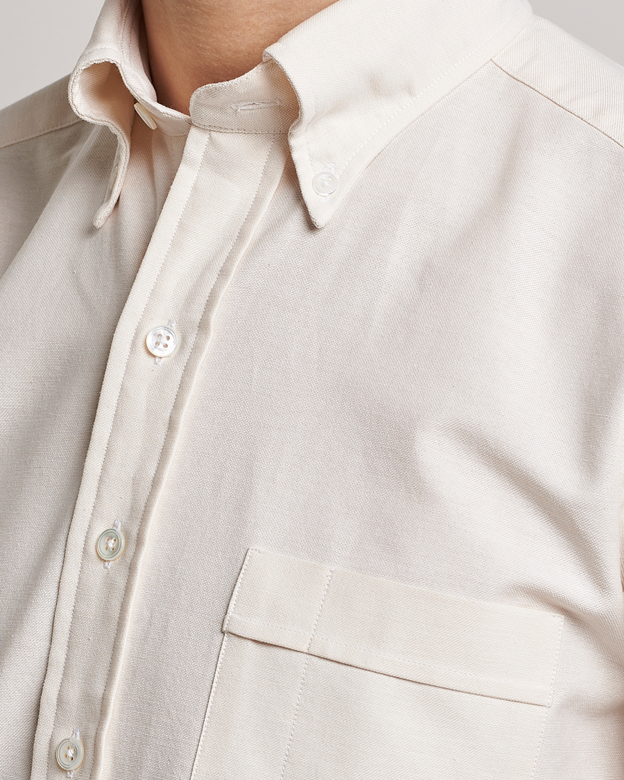 Herre | Skjorter | Drake's | Button Down Oxford Shirt Cream
