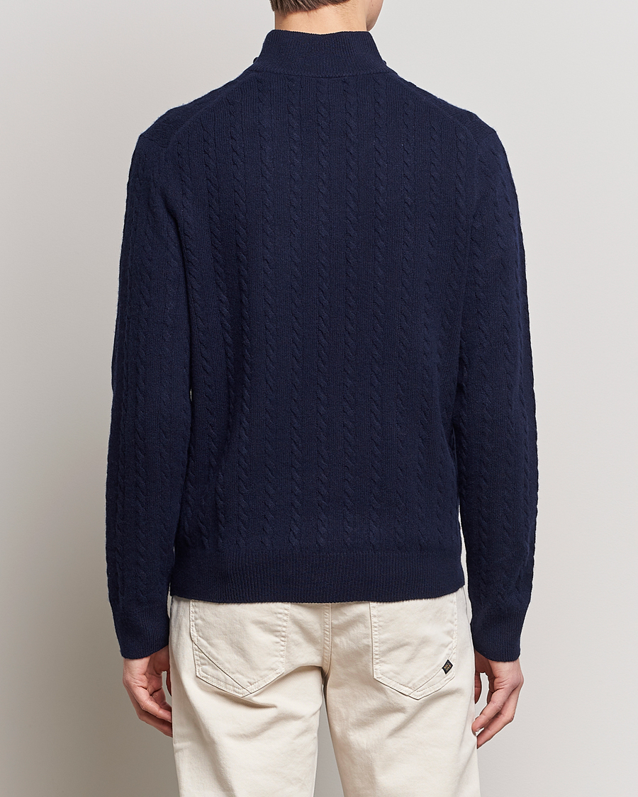 Herre | Gensere | Polo Ralph Lauren | Cotton/Wool Cable Half-Zip Hunter Navy
