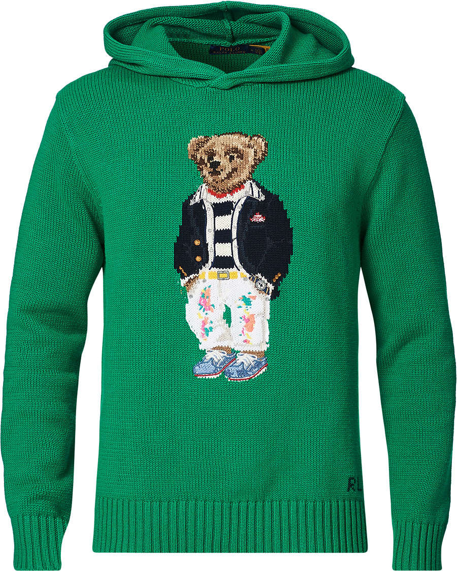Herre | Gensere | Polo Ralph Lauren | Knitted Ivy Bear Hoodie Cruise Green