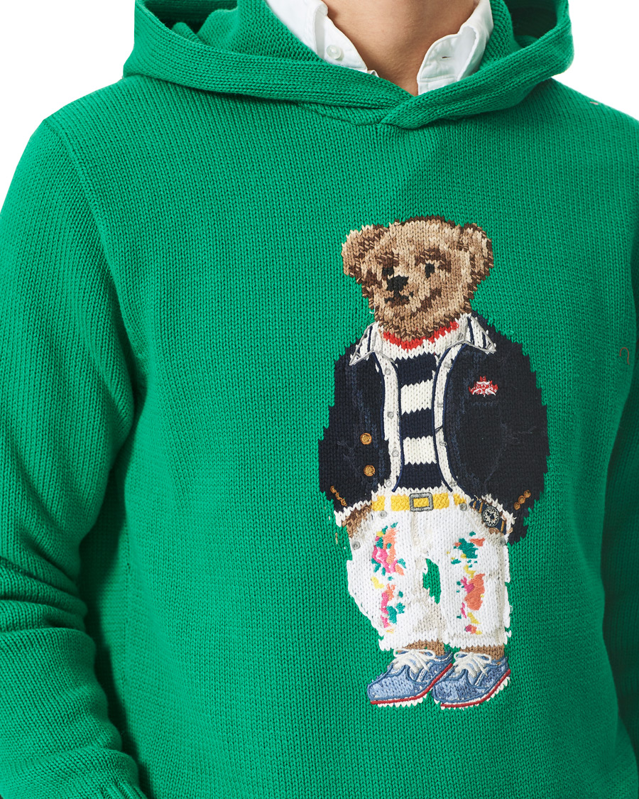 Herre | Gensere | Polo Ralph Lauren | Knitted Ivy Bear Hoodie Cruise Green