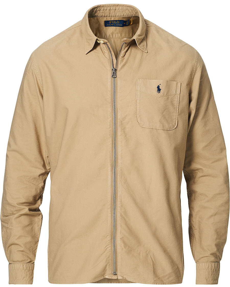 Herre | Skjorter | Polo Ralph Lauren | Garment Dyed Oxford Full-Zip Overshirt Surrey Tan