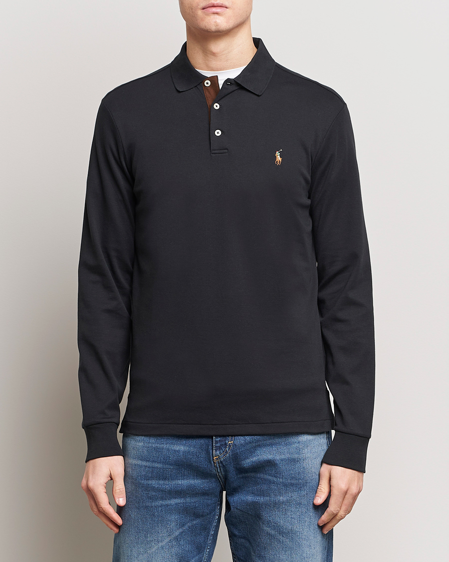 Herre | Gensere | Polo Ralph Lauren | Luxury Pima Cotton Long Sleeve Polo Black